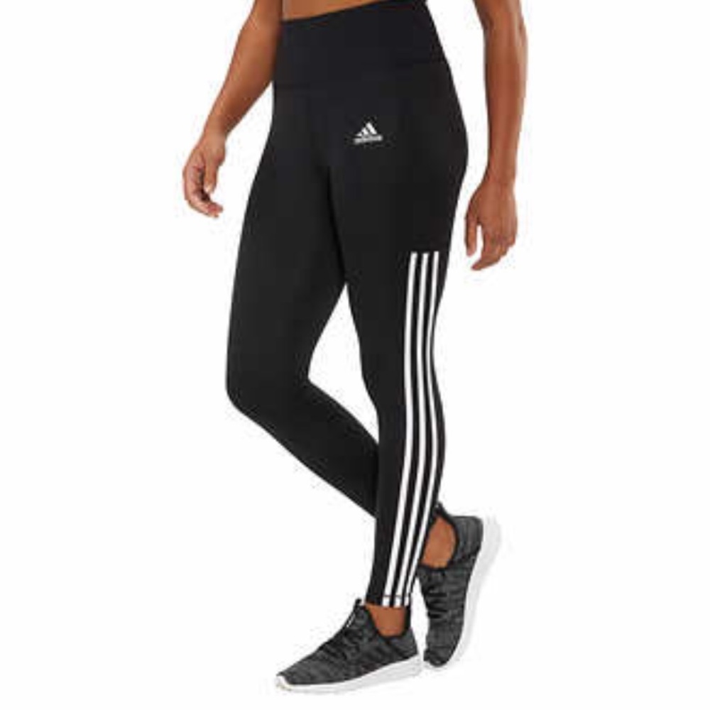 Adidas High Rise Leggings 3-stripe 7/8 Training Tights Workout Leggings NEW